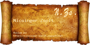 Nicsinger Zsolt névjegykártya